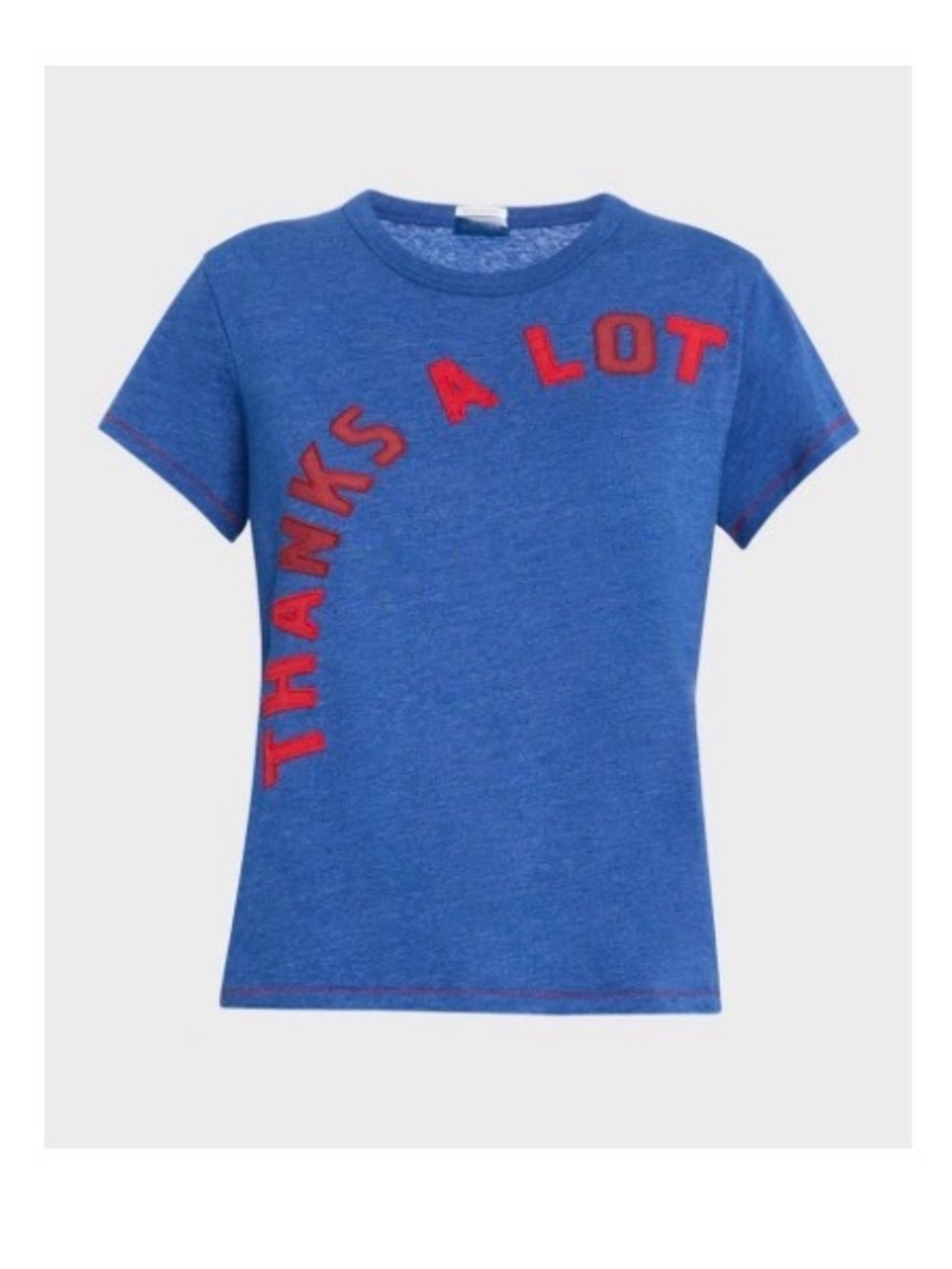 MOTHER Blue Short-Sleeve Tee with Red 'THANKS A LOT' Graphic